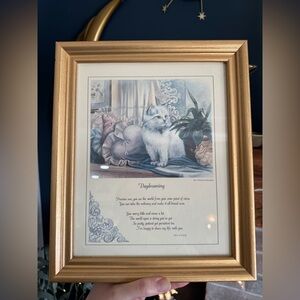Vintage Country/Cottage Core Framed Cat Picture